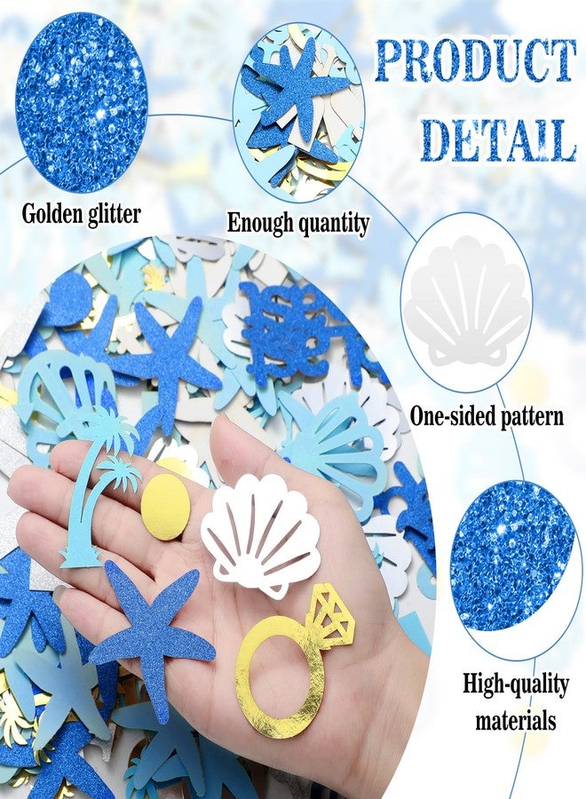 Weekgrat 200 Pcs Last Toast on the Coast Confetti Bachelorette Party Decorations Glitter Wine Cup Rings Seashells Starfish Table Confetti for Bridal Shower Wedding Engagement Party Decor - Image 3
