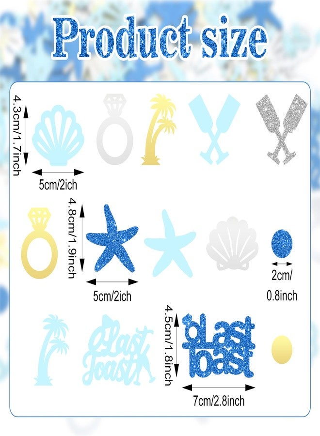 Weekgrat 200 Pcs Last Toast on the Coast Confetti Bachelorette Party Decorations Glitter Wine Cup Rings Seashells Starfish Table Confetti for Bridal Shower Wedding Engagement Party Decor - Image 2