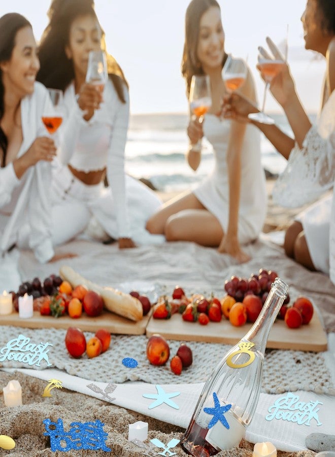 Weekgrat 200 Pcs Last Toast on the Coast Confetti Bachelorette Party Decorations Glitter Wine Cup Rings Seashells Starfish Table Confetti for Bridal Shower Wedding Engagement Party Decor - Image 5