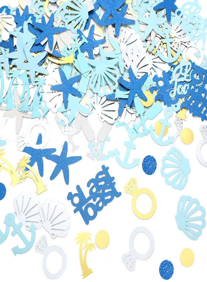 Weekgrat 200 Pcs Last Toast on the Coast Confetti Bachelorette Party Decorations Glitter Wine Cup Rings Seashells Starfish Table Confetti for Bridal Shower Wedding Engagement Party Decor - Image 1