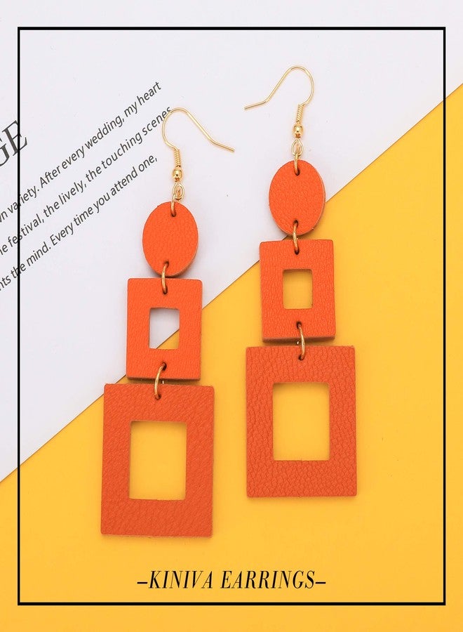 KINIVA Big Dangle Earrings for Women Trendy, Lightweight Boho Earrings Drop, Fashion Gifts for Christmas (38 Orange) - Image 4