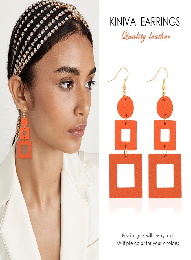 KINIVA Big Dangle Earrings for Women Trendy, Lightweight Boho Earrings Drop, Fashion Gifts for Christmas (38 Orange) - Image 3