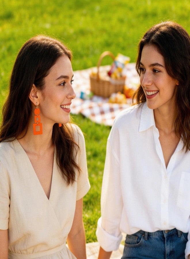 KINIVA Big Dangle Earrings for Women Trendy, Lightweight Boho Earrings Drop, Fashion Gifts for Christmas (38 Orange) - Image 2