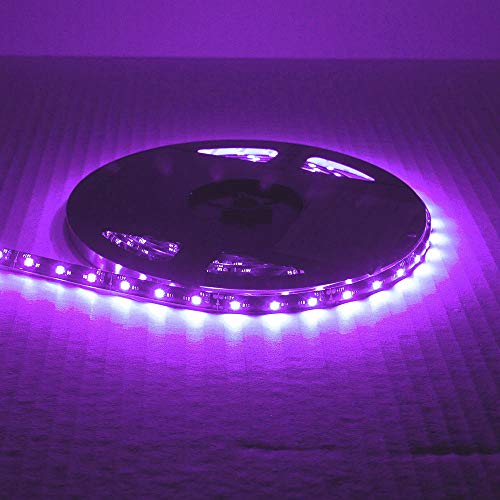 SOCALLED LIGHTING 5M 164ft Flexible LED Strip High Power Bright 300 SMD 5050 with Double Side Tape IP65 Waterproof Cuttable Black PCB Purple