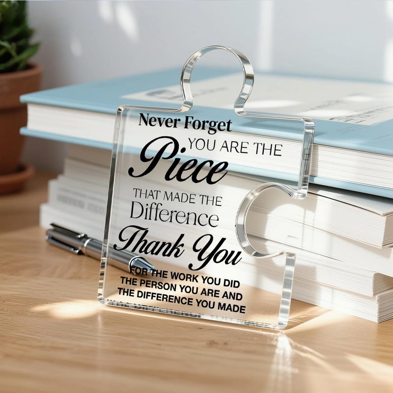 Yigaue Thank You Appreciation Gifts for Coworkers, Retirement Goodbye Gift for Coworkers Colleagues Employees, Never Forget You Are the Piece That Made the Difference Acrylic Puzzle Piece Plaque Office Decor - Image 5