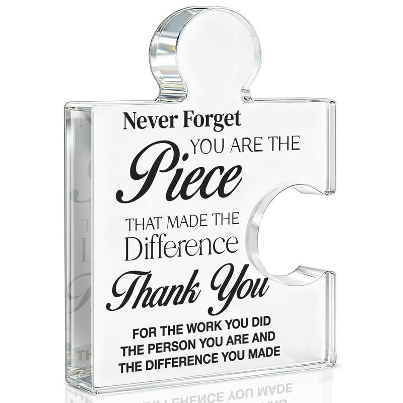 Yigaue Thank You Appreciation Gifts for Coworkers, Retirement Goodbye Gift for Coworkers Colleagues Employees, Never Forget You Are the Piece That Made the Difference Acrylic Puzzle Piece Plaque Office Decor - Image 1