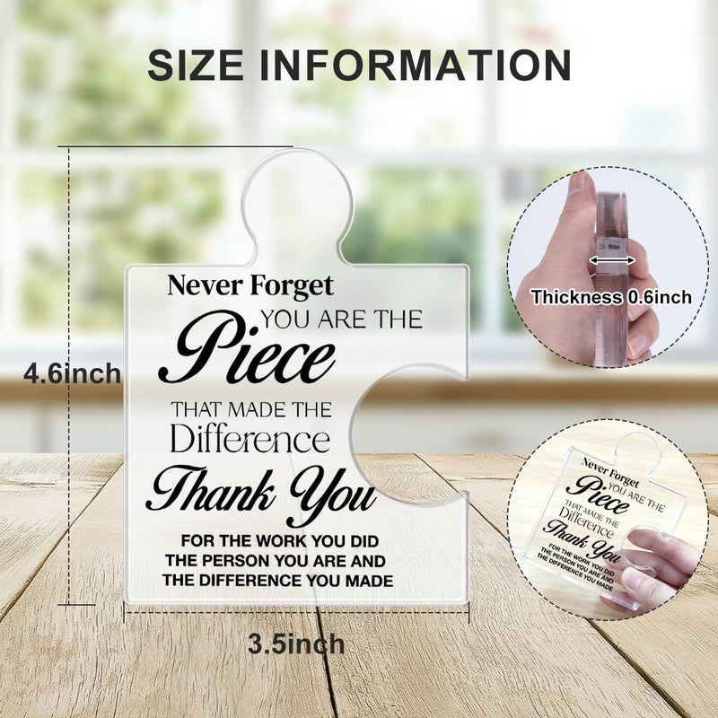 Yigaue Thank You Appreciation Gifts for Coworkers, Retirement Goodbye Gift for Coworkers Colleagues Employees, Never Forget You Are the Piece That Made the Difference Acrylic Puzzle Piece Plaque Office Decor - Image 2