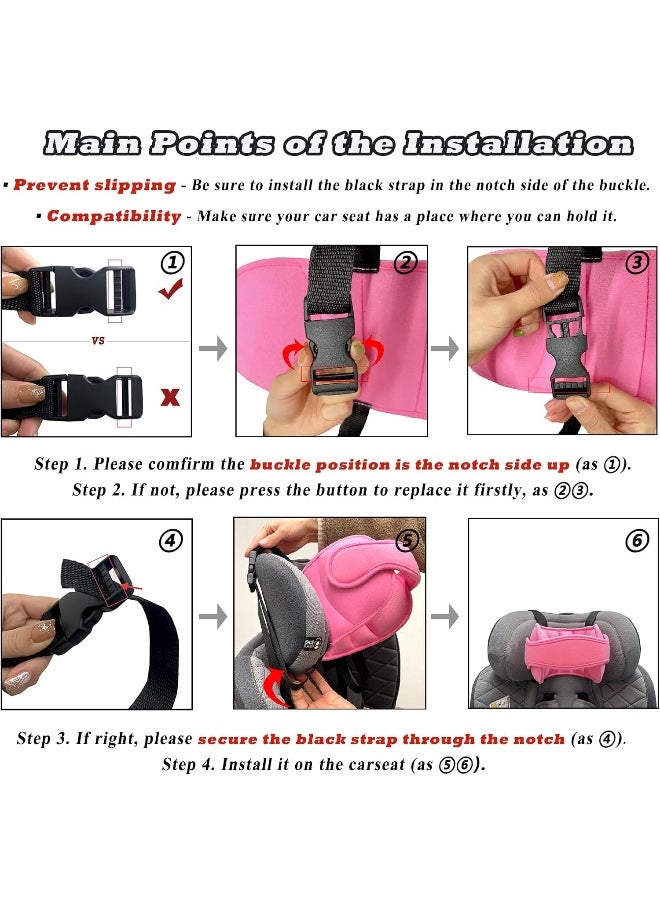 StoHua Toddler Car Seat Head Support Neck Pillow Strap - Kids and Baby Safety Neck Relief Head Support Band Sleep Strap with Adjustable Belt  - Image 5