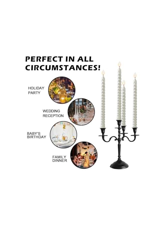 The Bros Taper Candles, 4 Pack Unscented 10 Inch Dinner Candle Set, Glossy Metal Style Candle Sticks, 8 Hours Burn Time, Smokeless Dripless Non-Toxic Hand Poured Candlesticks, White - Image 2