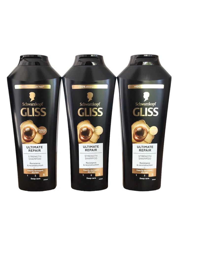 Schwarzkopf - GLISS Hair Repair Shampoo, Ultimate Repair for Heavily Damaged Hair, 13.6 Ounces (Pack of 3) - Image 1