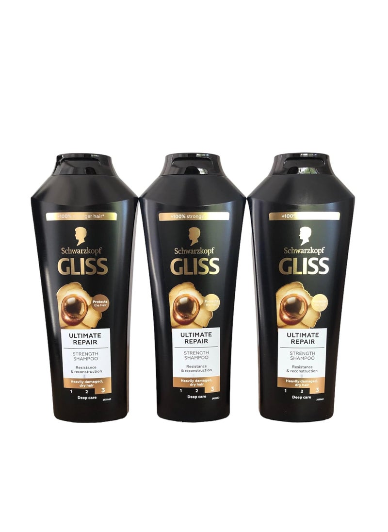 Schwarzkopf - GLISS Hair Repair Shampoo, Ultimate Repair for Heavily Damaged Hair, 13.6 Ounces (Pack of 3) - Image 1