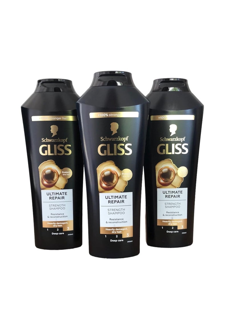 Schwarzkopf - GLISS Hair Repair Shampoo, Ultimate Repair for Heavily Damaged Hair, 13.6 Ounces (Pack of 3) - Image 1