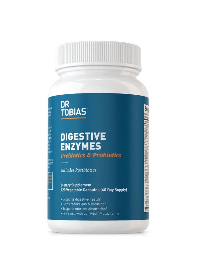 Dr. Tobias Digestive Enzymes with Probiotics, Prebiotics and Postbiotics Bromelain, Amylase, Lipase, for Better Digestion & Immune Function, 120 Capsules 60 Servings (2 Daily) - Image 1