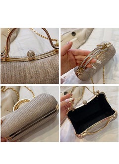 HOOPZOZA Fashionable Evening Bag handheld Crossbody or Shoulder Bag Wedding Clutches Women's Dinner Bag Party Dinner or Prom Purse Gold  - Image 4