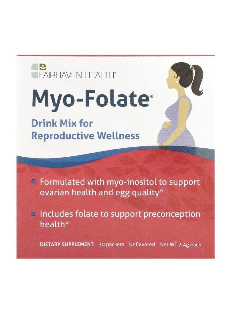 فايرهايفن هيلث Myo-Folate، مزيج شراب لدعم الصحة الإنجابية، خالٍ من النكهات، 30 كيسًا، 2.4 جرام لكل كيس