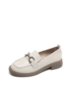 Loquat Round Toe Soft Sole Single Shoes Beige  - Image 1