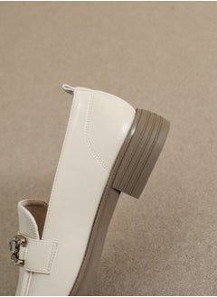 Loquat Round Toe Soft Sole Single Shoes Beige  - Image 2