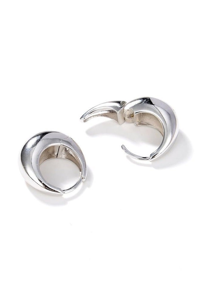 Chunky Silver Hoop Earrings for Women – Bold Teardrop Huggie Style, 0.8in x 0.7in (2.0 x 1.8cm), Lightweight Alloy, Everyday Statement Ear Hoops, Elegant Minimalist Jewelry Gift - Image 4