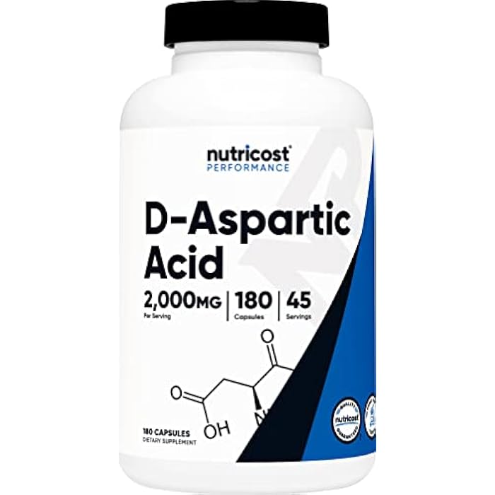 Nutricost D-Aspartic Acid (DAA) Capsules 2000mg Per Serving (180 Capsules) - Non-GMO Supplement - Image 1