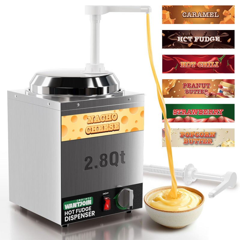 WantJoin Nacho Cheese Dispenser with Pump28Qt Nacho Cheese WarmerStainless Steel Hot Fudge Warmer W5Level Temperature AdjustmentCommercial Hot Fudge Dispenser for Hot Fudge Cheese Caramel