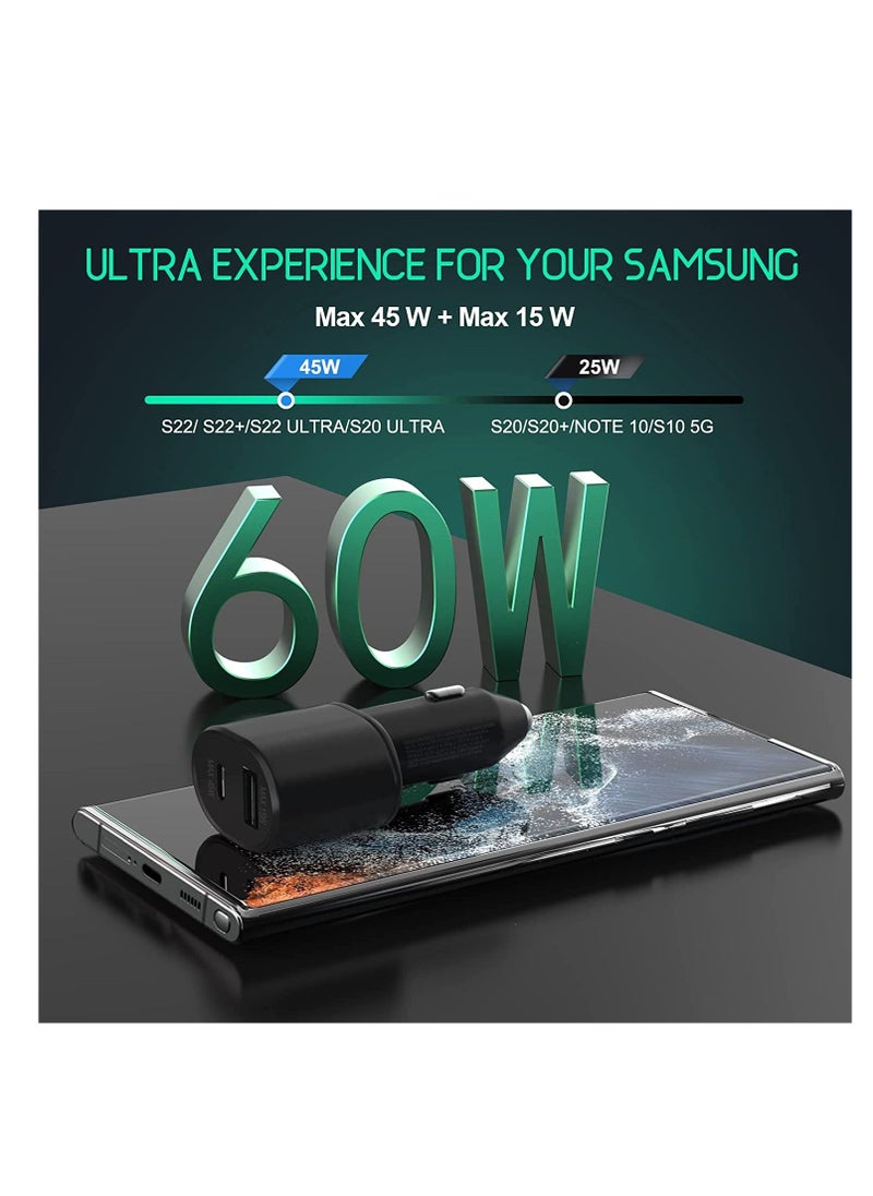 Generic - 60w Car Charger Super Fast Charging 2.0 Dual-Port (45W+15W) with USB C to C Cable fo Samsung Galaxy S23,S22,S21/S21 Ultra/ S21 Plus 5G,Note 10/10+ 5G Z Fold 4 5G, S20/Note 20 - Image 1