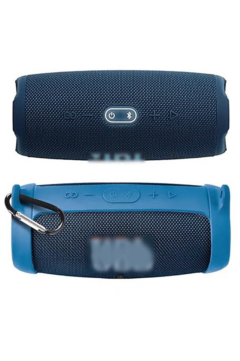 Silicone protection compatible with JBL Charge 5 Bluetooth portable speaker, waterproof, travel case, soft leather, waterproof rubber bag with shoulder strap and buckle, blue  - Image 2
