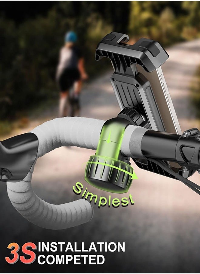 Bike Phone Holder, Motorcycle Phone Mount, Motorcycle Handlebar Cell Phone Clamp, Scooter Phone Clip for 4.7" to 6.8" Smartphones for Bicycle, Electrict Vehicle, Mountain Bike