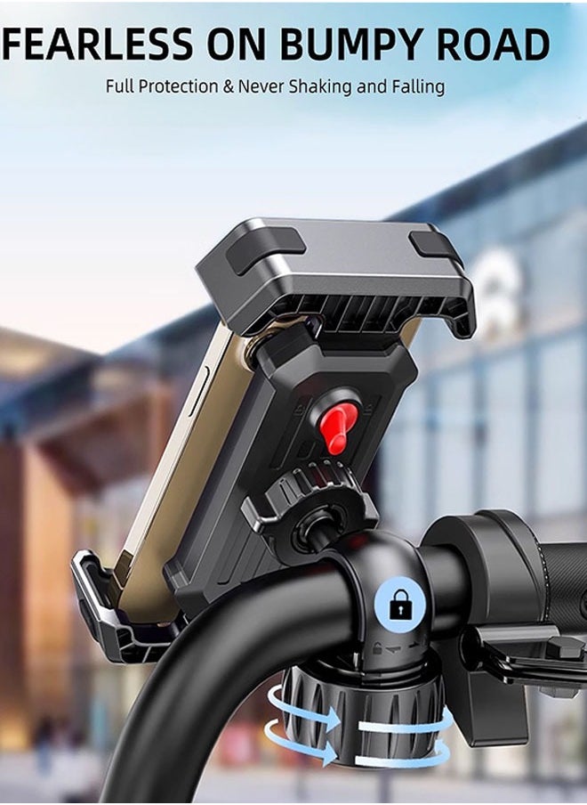 Bike Phone Holder, Motorcycle Phone Mount, Motorcycle Handlebar Cell Phone Clamp, Scooter Phone Clip for 4.7" to 6.8" Smartphones for Bicycle, Electrict Vehicle, Mountain Bike