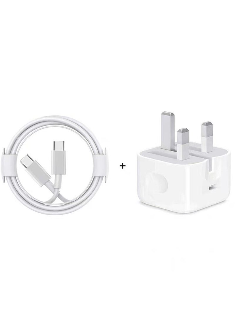 كومبي - محول شحن سريع USB C بقوة 35 وات لهاتف iPhone، شاحن حائط من النوع C، محول قابس، مع كابل شحن سريع بقوة 35 وات بطول 1 متر، متوافق مع iPhone 16 Pro Max، iPhone 16 Pro، iPhone 16 Plus، iPhone 16، iPhone 15 Pro Max، iPhone 15 Pro، iPhone 15 Plus، iPhone 15، أبيض - Image 1