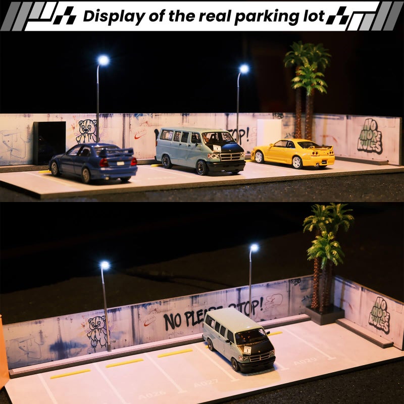 SUNFATT Display Case for Hot Wheels,1/64 Diorama Display Case,Graffiti Scene with LED,Display for 1/64 Diorama Matchbox & Hot Wheels Cars - Image 2