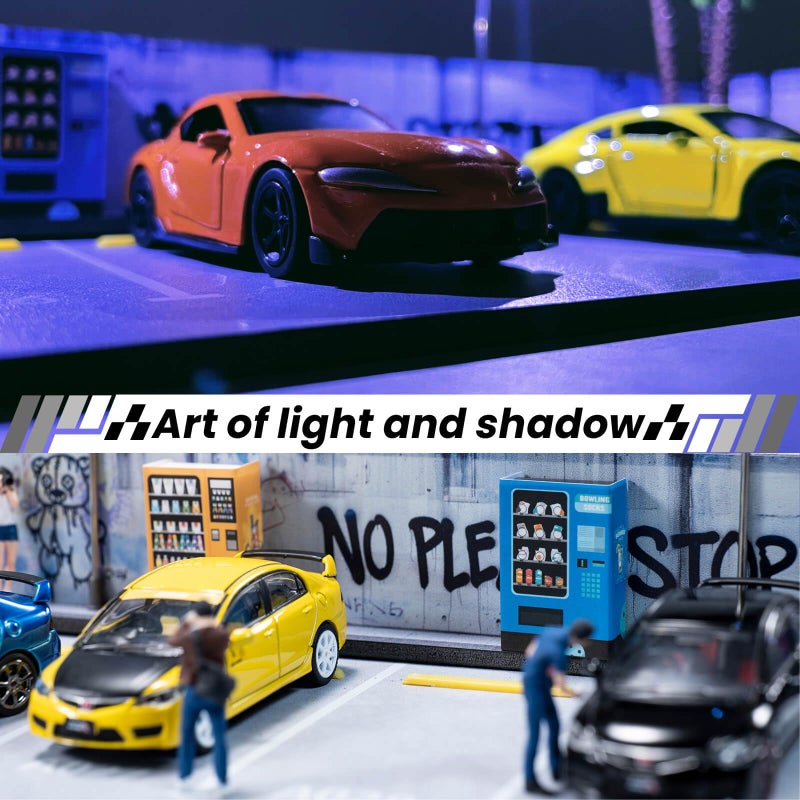 SUNFATT Display Case for Hot Wheels,1/64 Diorama Display Case,Graffiti Scene with LED,Display for 1/64 Diorama Matchbox & Hot Wheels Cars - Image 4