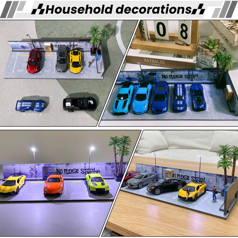 SUNFATT Display Case for Hot Wheels,1/64 Diorama Display Case,Graffiti Scene with LED,Display for 1/64 Diorama Matchbox & Hot Wheels Cars - Image 5