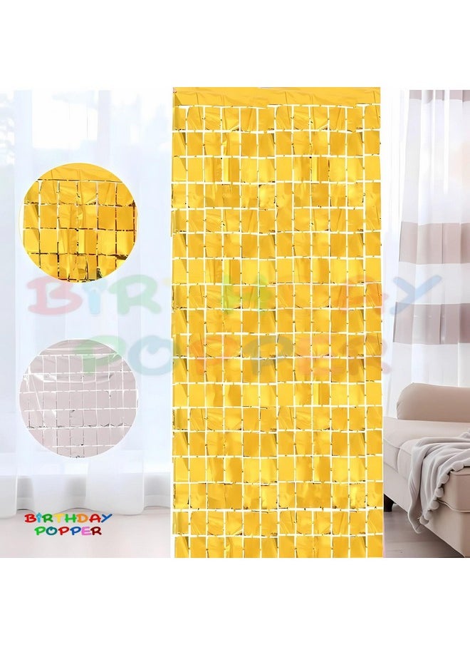 بيرث داي بوبر ستارة عيد ميلاد مربعة ذهبية من رقائق معدنية (عبوة من قطعتين) | 3.5 قدم × 6.5 قدم | مثالية للحفلات والمناسبات واحتفالات أعياد الميلاد وحفلات الهالدي وحفلات استقبال المولود الجديد  - Image 4