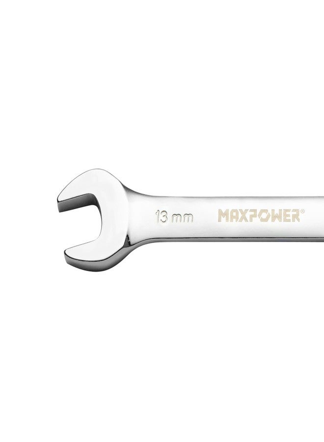 MAXPOWER 13mm Flexible Gear Wrench, Industrial Grade Ratchet Combination Spanner, Forged Heat-Treated Cr-V Steel 12 Point Flex-Head, Metric - Image 3