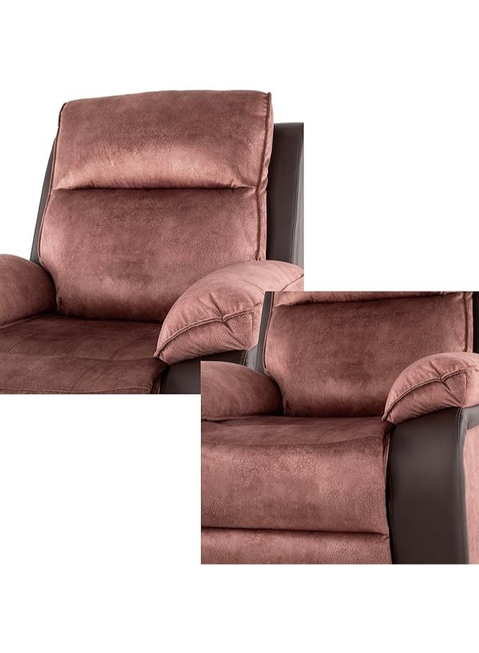 Multi Home Furniture MH-1145A-31 Brown Recliner Sofa Chair with Mobile holder, 360° Swivel, Rocking Motion, Soft Cushions & Premium PU Leather-Fabric Blend for Living Room, Home & Office - Image 3