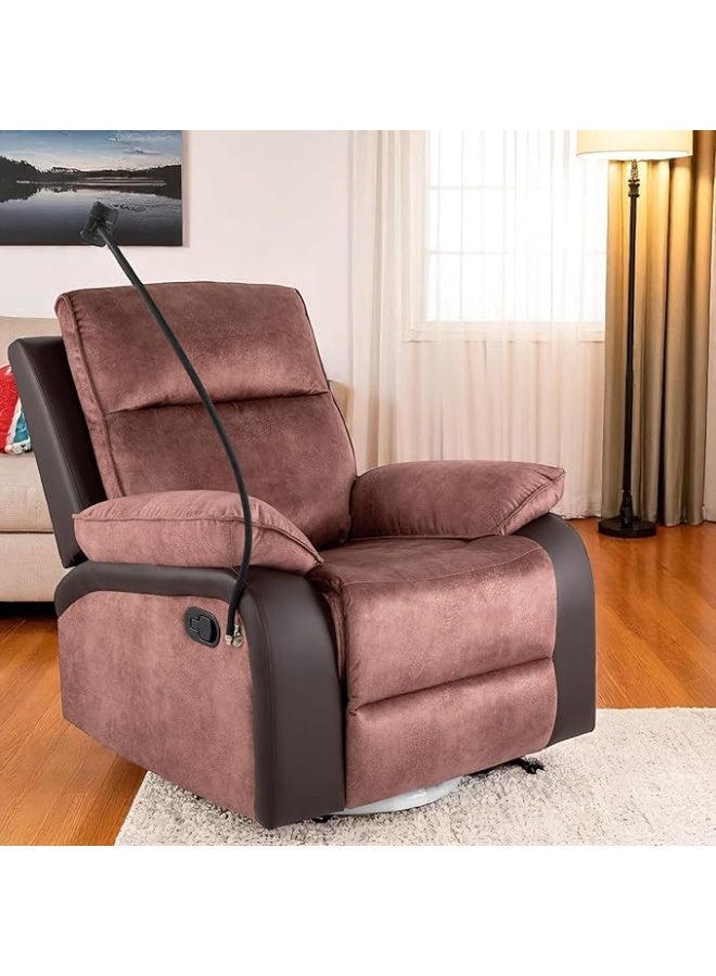 Multi Home Furniture MH-1145A-31 Brown Recliner Sofa Chair with Mobile holder, 360° Swivel, Rocking Motion, Soft Cushions & Premium PU Leather-Fabric Blend for Living Room, Home & Office - Image 1