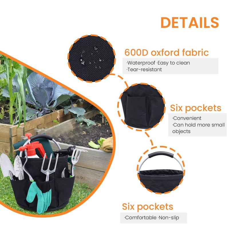 Serplex 17L Collapsible Tool Bag with Lift Handle Waterproof 600D Oxfold Cloth Foldable Garden Tool Bag Outdoor Camping Garden Harvest Basket Multi Pocket Organizer Basket Tool Organizer - Image 3