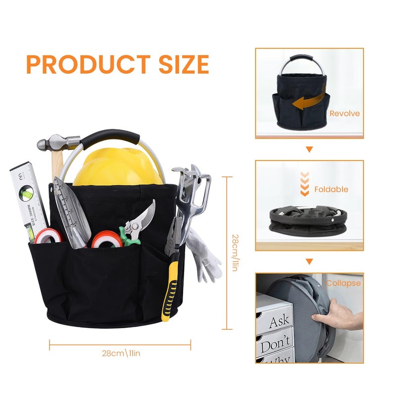 Serplex 17L Collapsible Tool Bag with Lift Handle Waterproof 600D Oxfold Cloth Foldable Garden Tool Bag Outdoor Camping Garden Harvest Basket Multi Pocket Organizer Basket Tool Organizer - Image 2