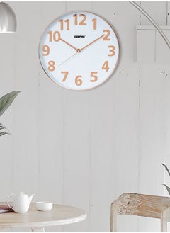 GEEPAS Silent Non-Ticking Wall Clock | 3D Rose Gold Numbers- Glass cover, Round Decorative Wall Clock for Living Room, Bedroom, Kitchen | GWC26013  - Image 1