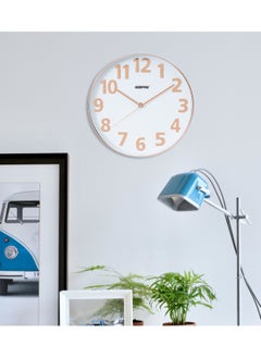 GEEPAS Silent Non-Ticking Wall Clock | 3D Rose Gold Numbers- Glass cover, Round Decorative Wall Clock for Living Room, Bedroom, Kitchen | GWC26013  - Image 4