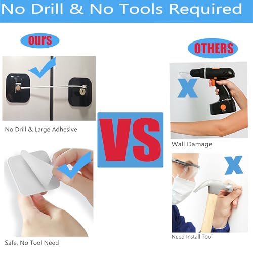 YEYA Upgraded Refrigerator Lock 2 Pack, Mini Fridge Lock for Kids, Child Safety Cabinet Doors - Image 5