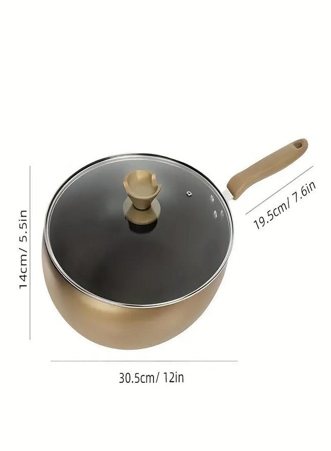 Olpad Deep Nonstick Frying Pan with Lid, 11-Inch Champagne Gold Stir Fry Pan Wok, Hard Anodized Skillet with Spatula Rest Handle, Induction Compatible, PFOA Free, Easy Clean Sauté Pan for All Stovetops - Image 2