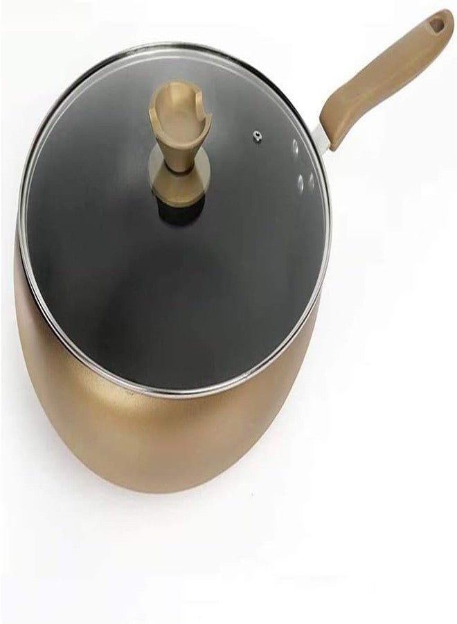 Olpad Deep Nonstick Frying Pan with Lid, 11-Inch Champagne Gold Stir Fry Pan Wok, Hard Anodized Skillet with Spatula Rest Handle, Induction Compatible, PFOA Free, Easy Clean Sauté Pan for All Stovetops - Image 4