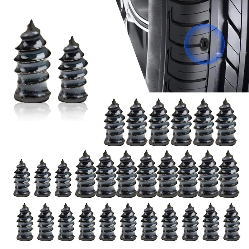 Dogary 30 PCS Tire Repair Nail Selfservice Vacuum Tire Quick Repair Rubber Screw Nail Waterproof Selftapping Tight Fit Screw Plugs Set Universal Portable Puncture Wonder Tool Black - Image 3
