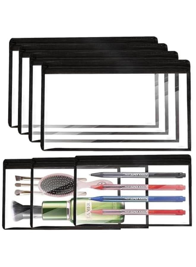Arabest Clear Zipper Pouches for Pencils, Makeup, and Bills, Set of 8, Versatile Organizational Bags (11.5 inches x 7 inches)  - Image 1