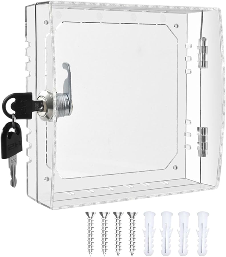 Thermostat Lock Box Cover Guard Wall Mounted With Two Keys For Various Models - Image 2