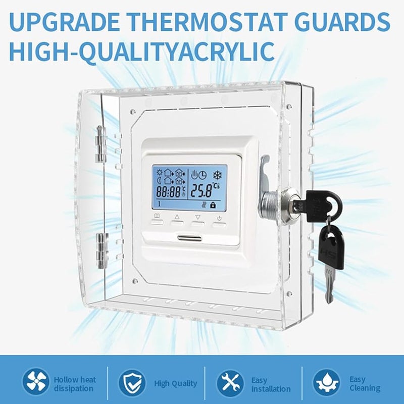Thermostat Lock Box Cover Guard Wall Mounted With Two Keys For Various Models - Image 3