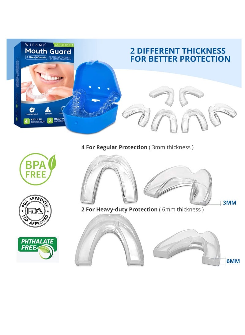 Wifamy Wifamy Mouth Guard for Clenching Teeth at Night, Sport Athletic, Whitening Tray, Including 4 Regular and 2 Heavy Duty Guard - Image 4