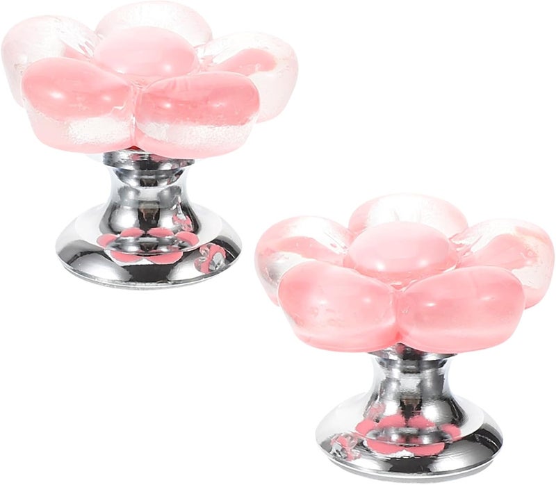 Garneck 2pcs Flower-shaped Toilet Flush Button Pushers Bathroom Toilet Tank Button Assistants Rose Red Color for Home Use - Image 1