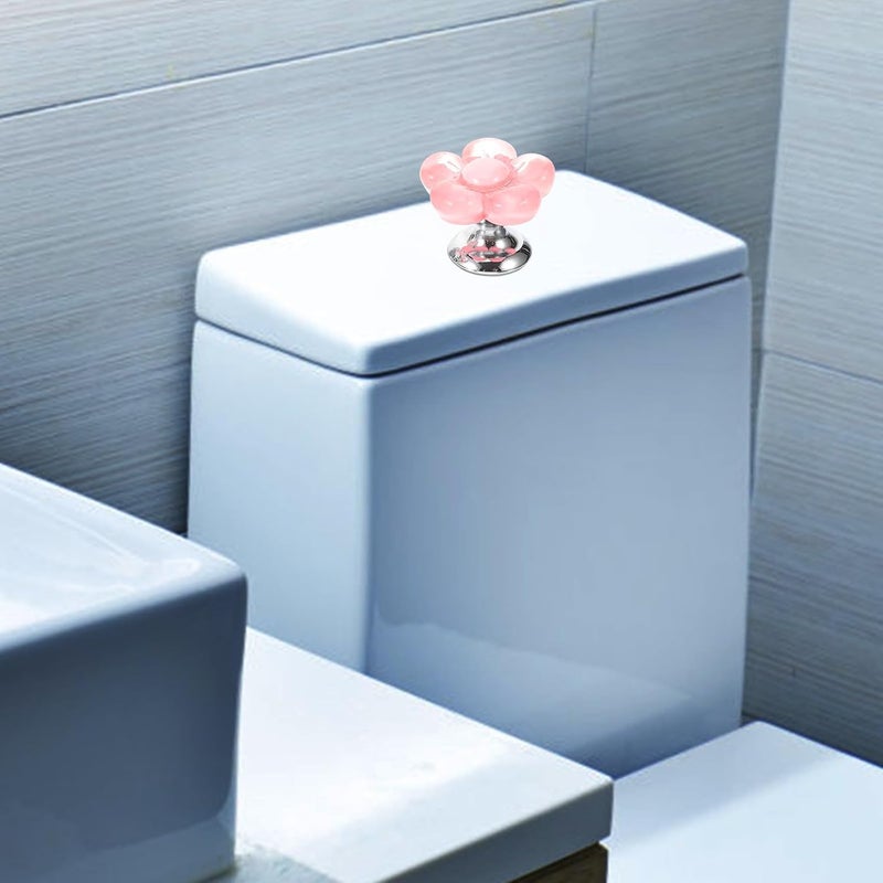 Garneck 2pcs Flower-shaped Toilet Flush Button Pushers Bathroom Toilet Tank Button Assistants Rose Red Color for Home Use - Image 4
